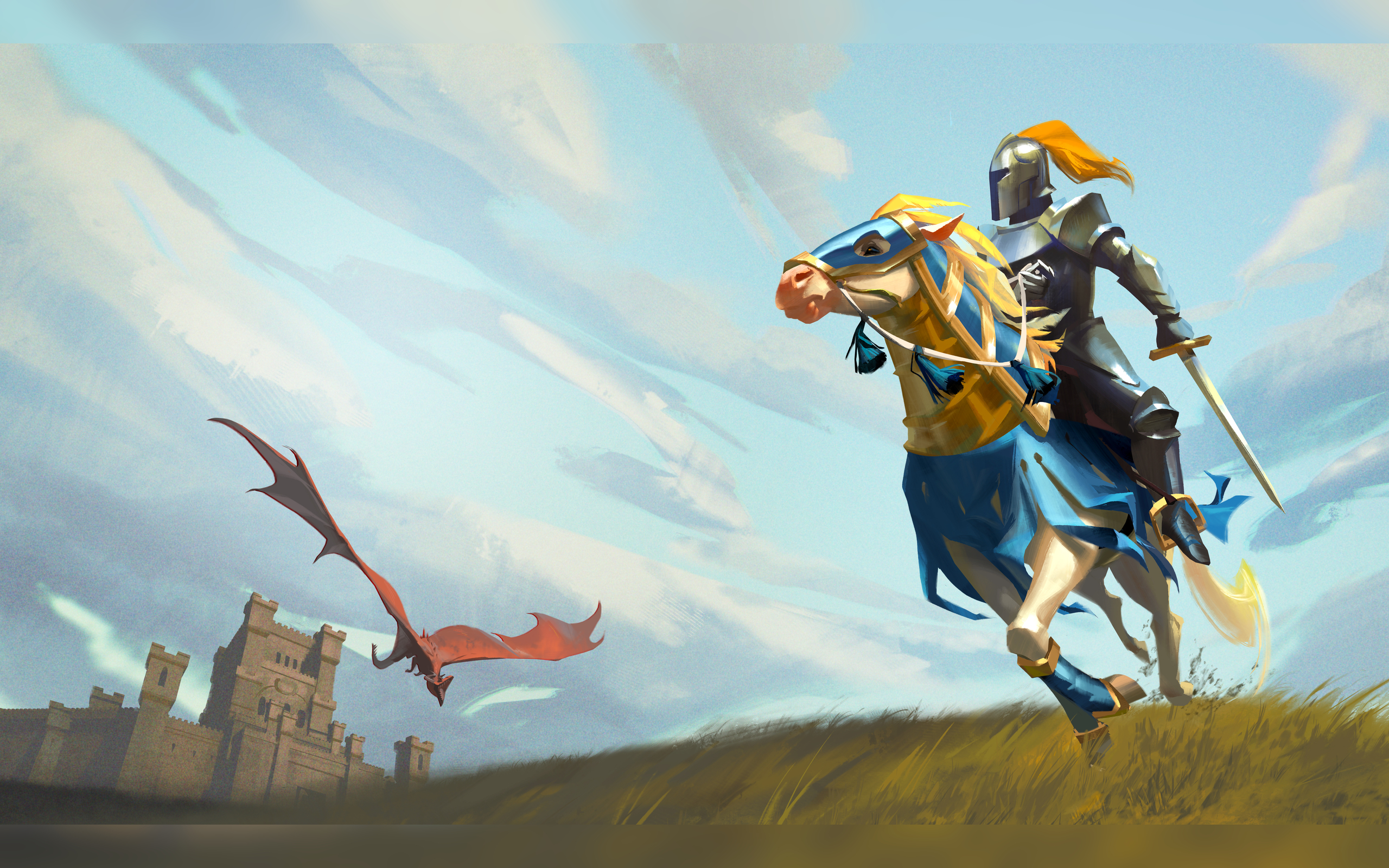 Рыцарь из фракции Храм как символ игры. Heroes of Might and Magic: Olden Era. Wallpaper.